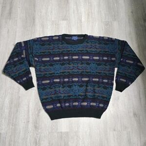 Vintage 90s Cambridge Classics Supply Co Knit Sweater Mens Wool Blend Cable